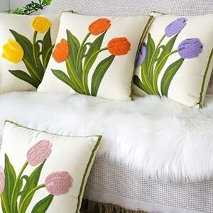 New Purple Tulips Accent Pillow Case SET 2